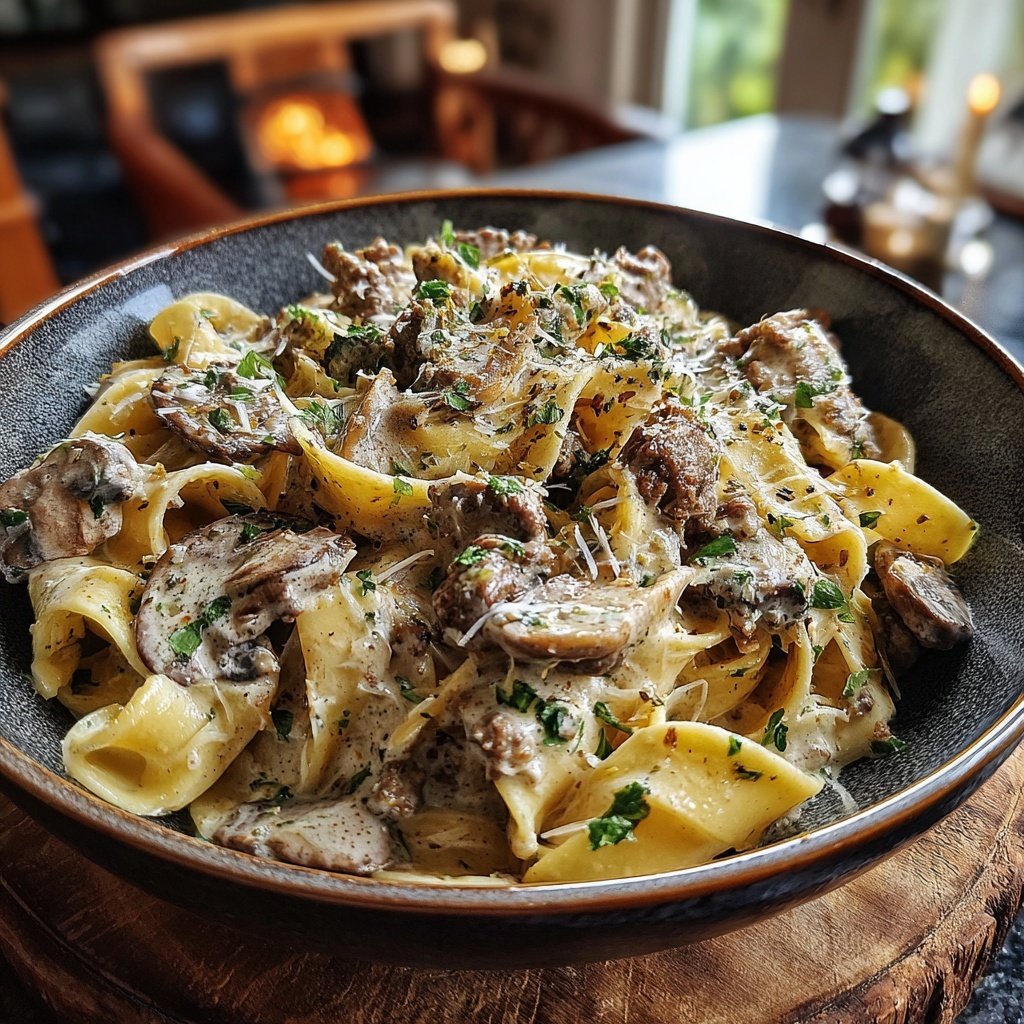 Creamy Beef And Mushroom Pasta