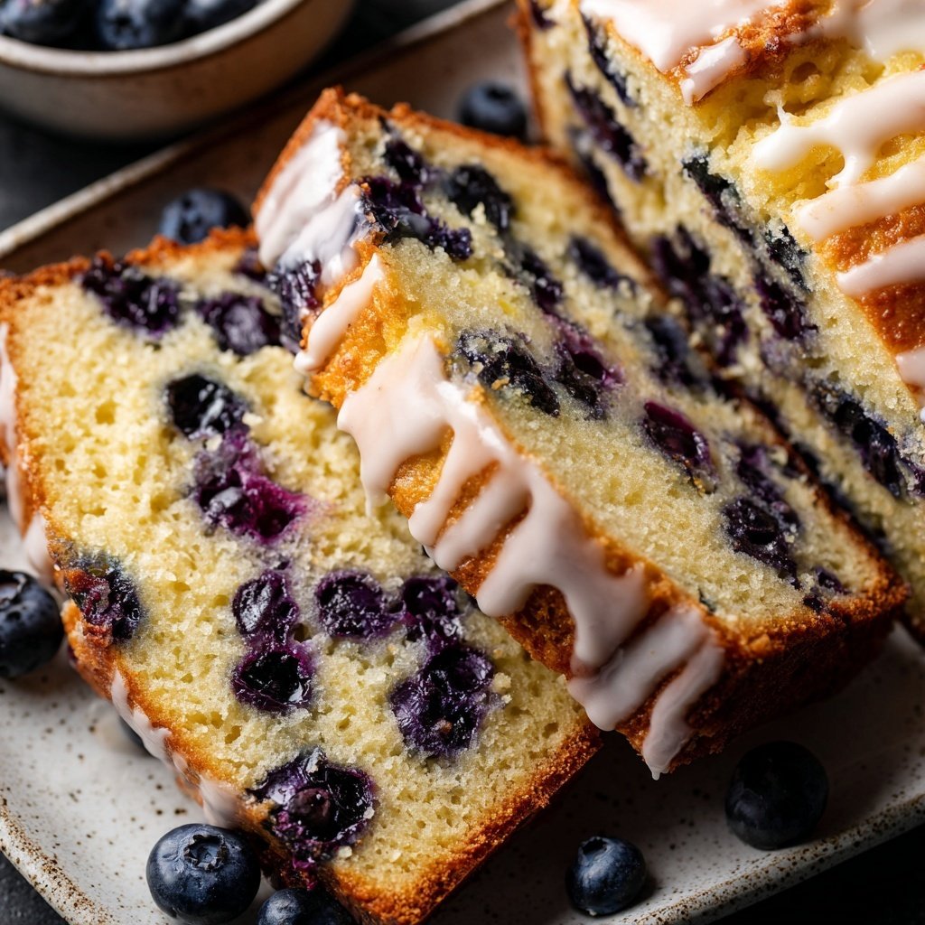 Blueberry Lemon Loaf With Glaze