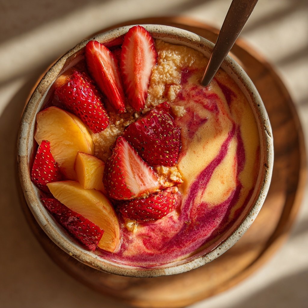 Strawberry Peach Smoothie Bowl