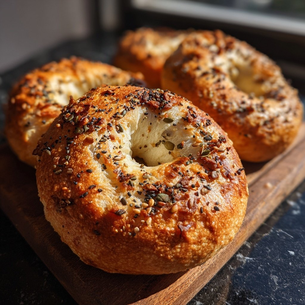 Baked Yogurt Bagels Without Yeast